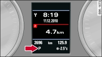 Instrument cluster: Selector lever positions